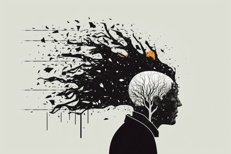 illustration of person losing memory due to dementia