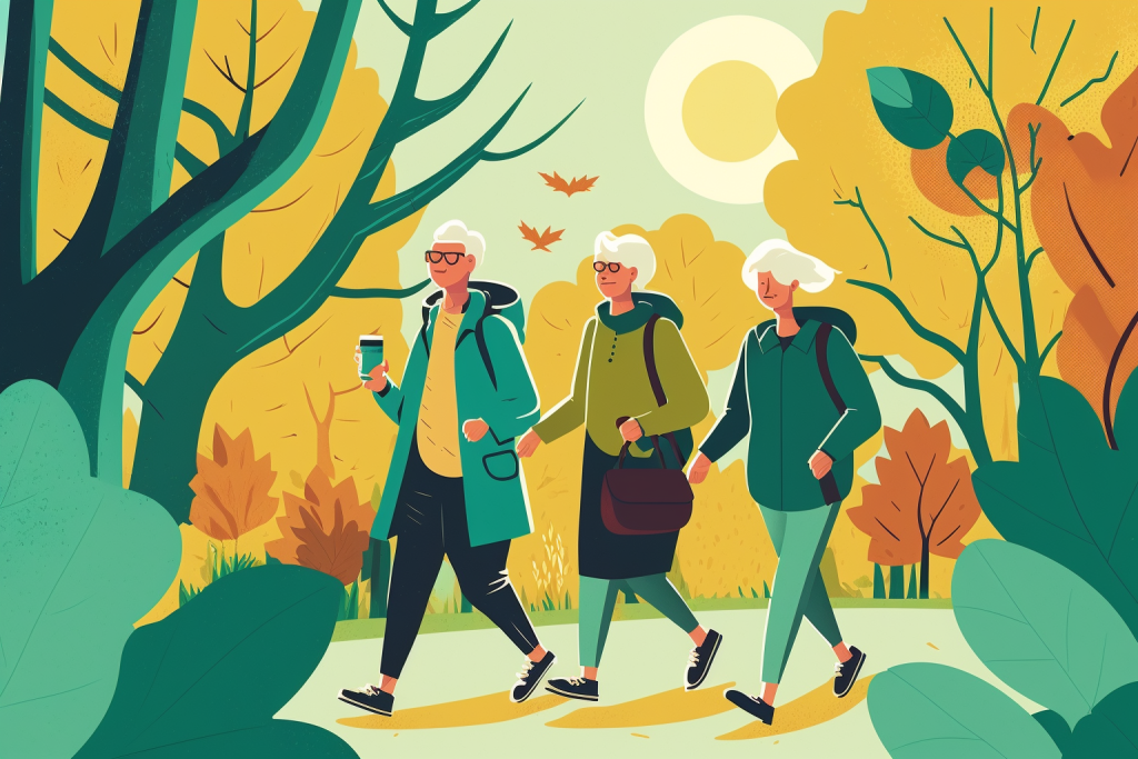 older ladies walking in the park