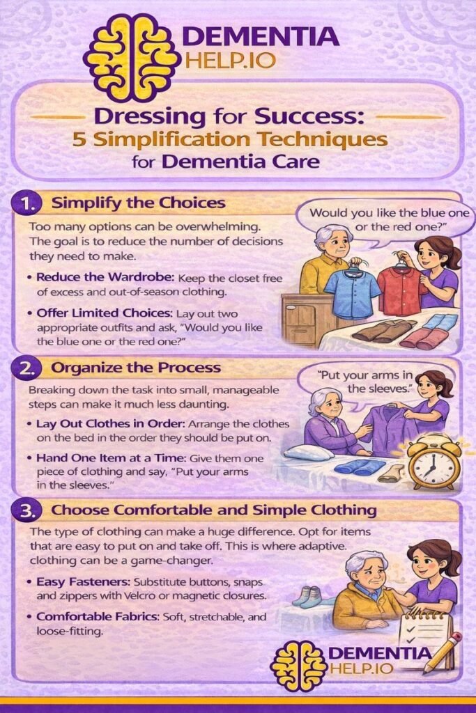 Dressing for success - 5 Simplification techniques for dementia care infographic